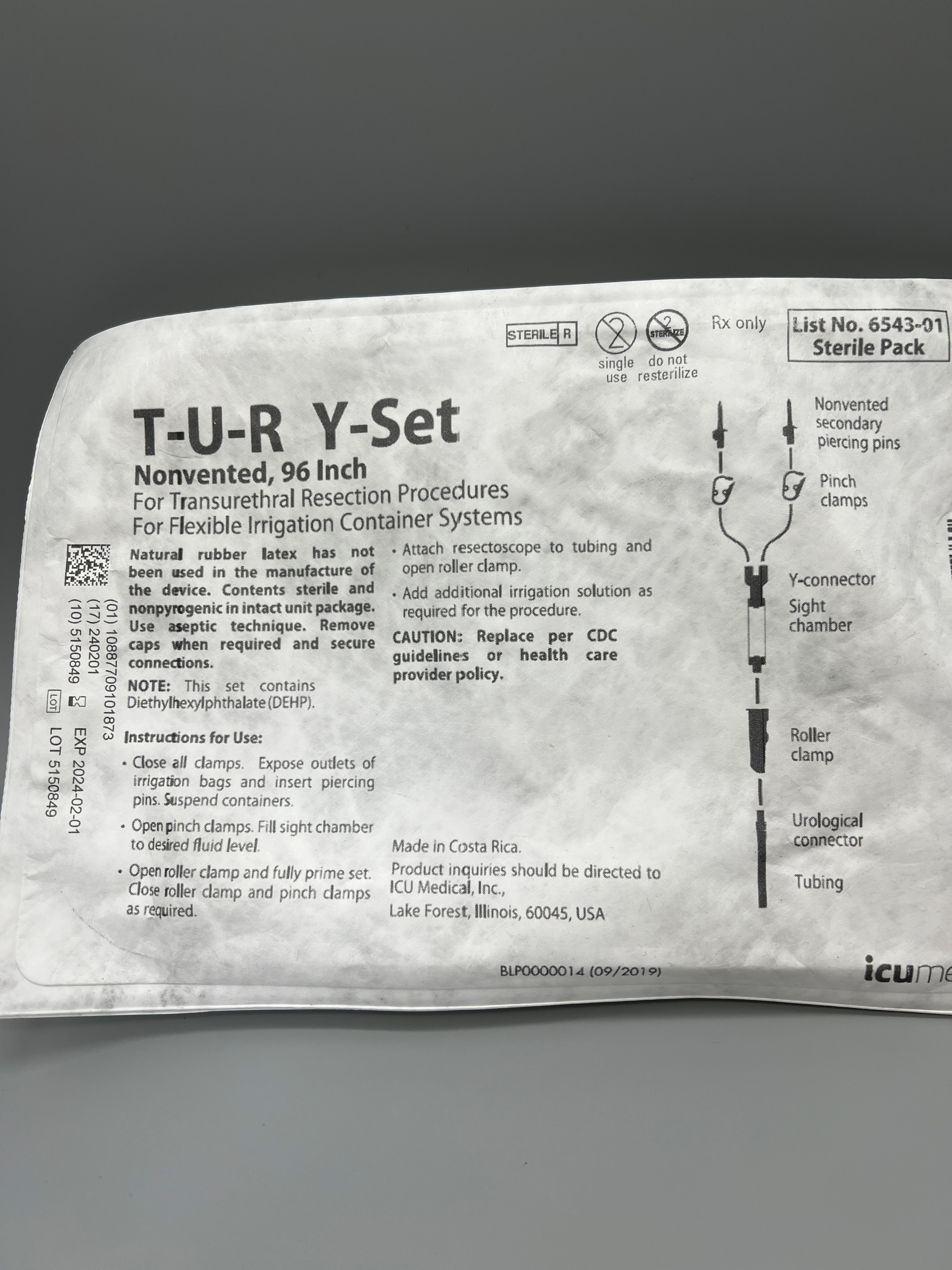 T-U-R Y-SET NONVENTED FOR TRANSURETHRAL PROCEDURES, FOR FLEXIBLE IRRSGATION CONTAINER SYSTEMS