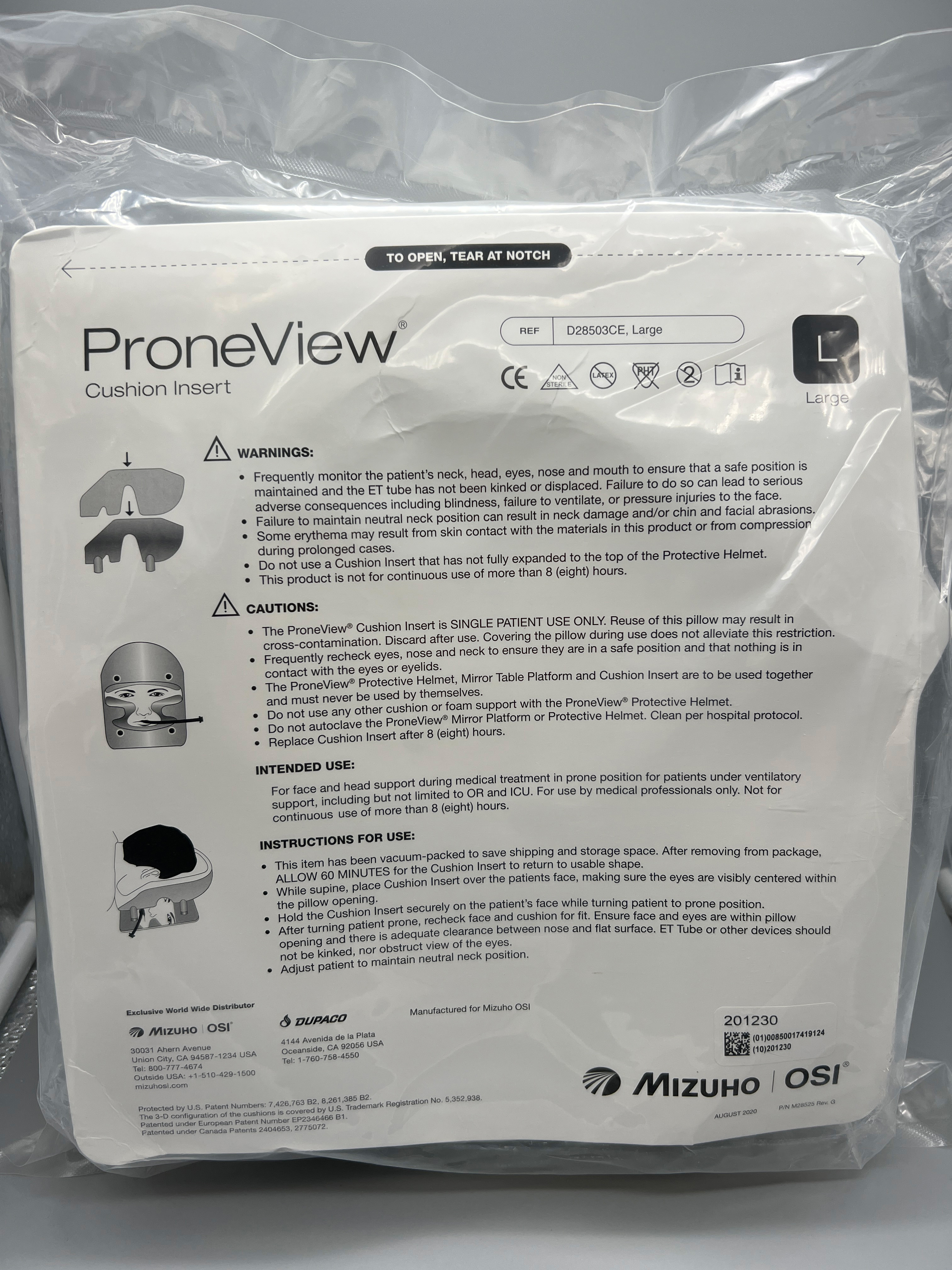 PRONEVIEW CUSHION INSERT FOR FACE AND HEAD SUPPORT DURING MEDICAL TREATMENT IN PRONE POSTION FOR PATIENTS