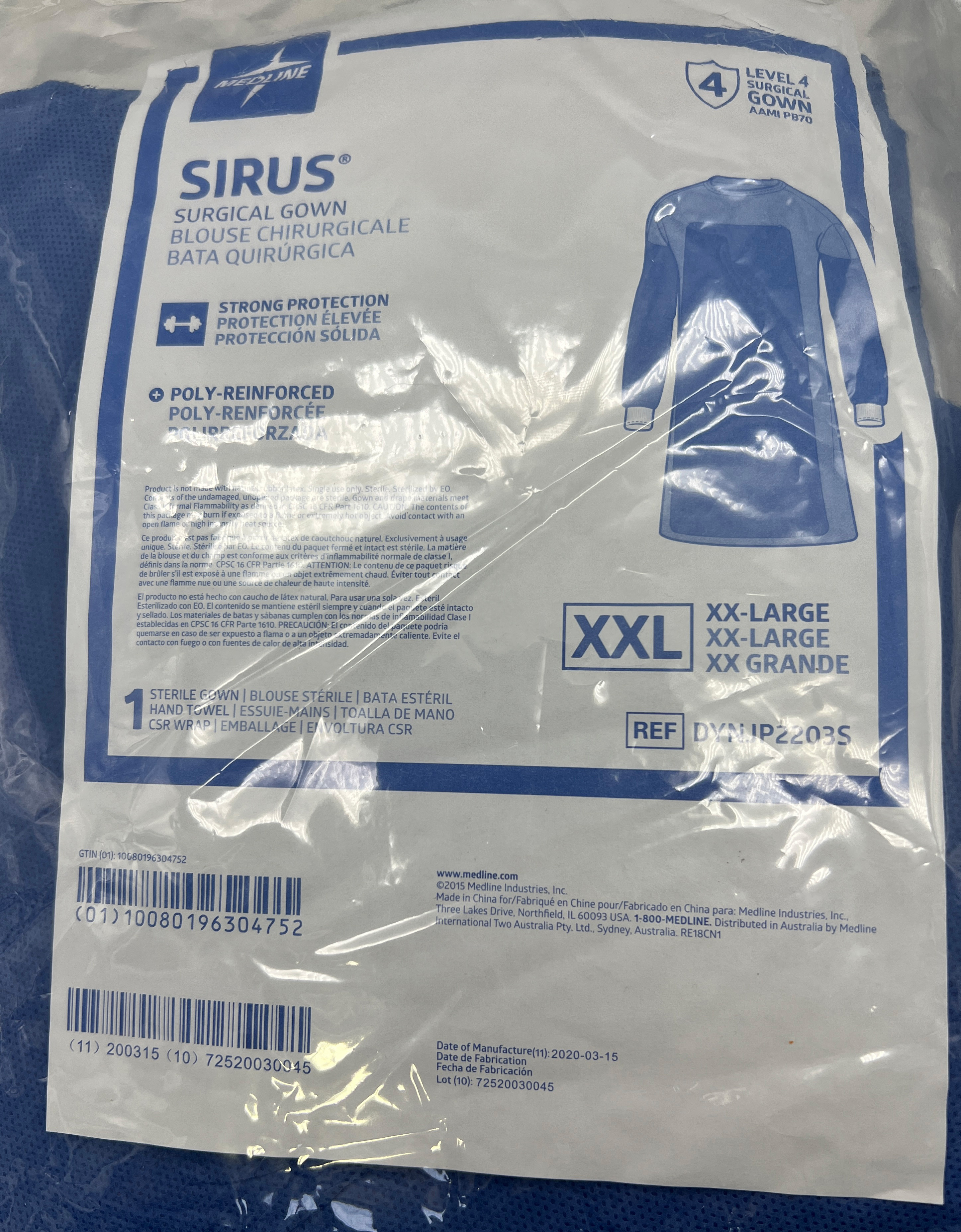 SIRUS SURGICAL GOWN, LEVEL 4