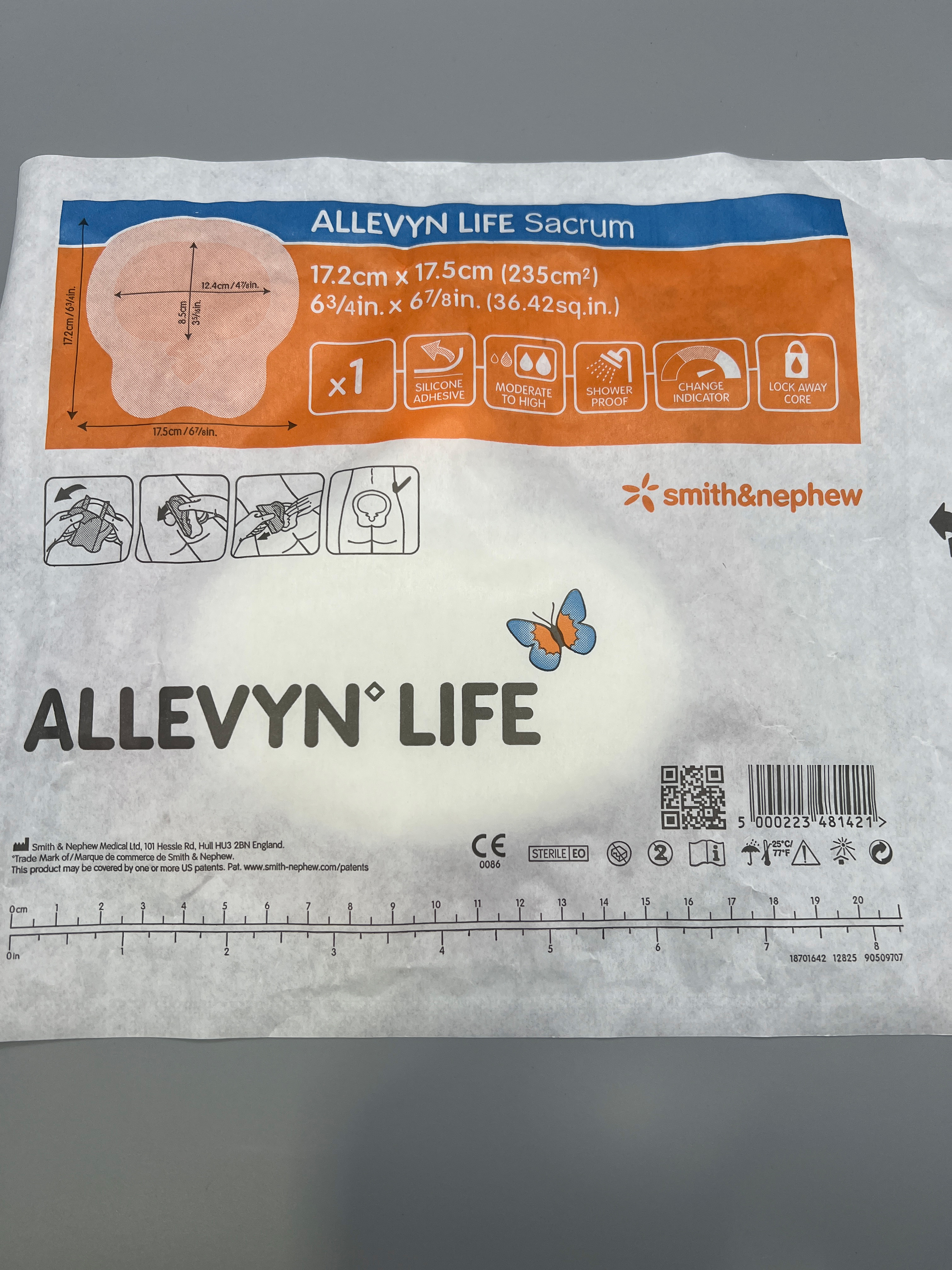 SILICONE FOAM DRESSING ALLEVYN LIFE 6 3/4IN X 6 7/8 SACRAL SILICONE ADHESIVE WITH BORDER STERILE