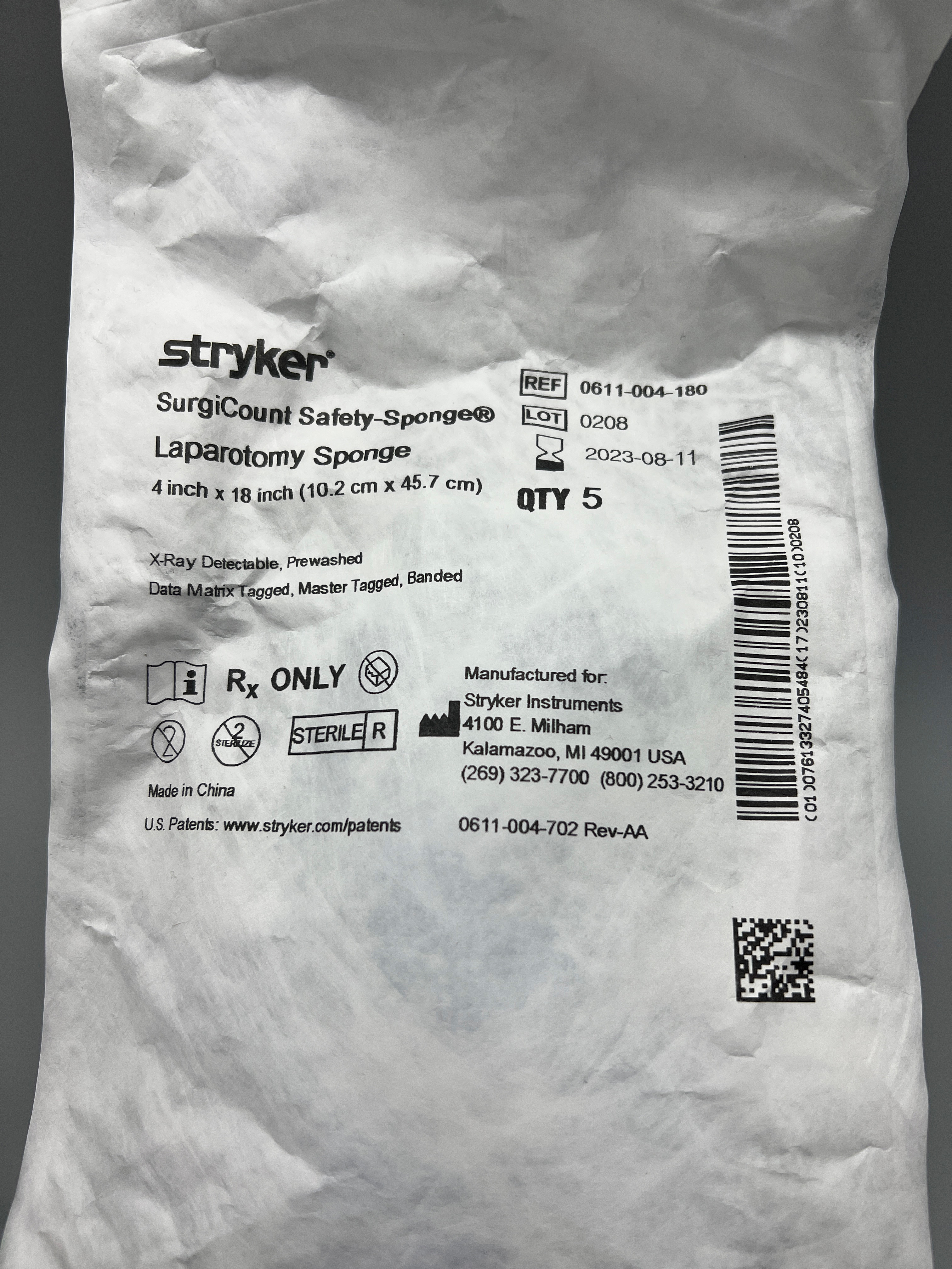 SURGICOUNT SAFTEY-SPONGE LAPAROTOMY SPONGE