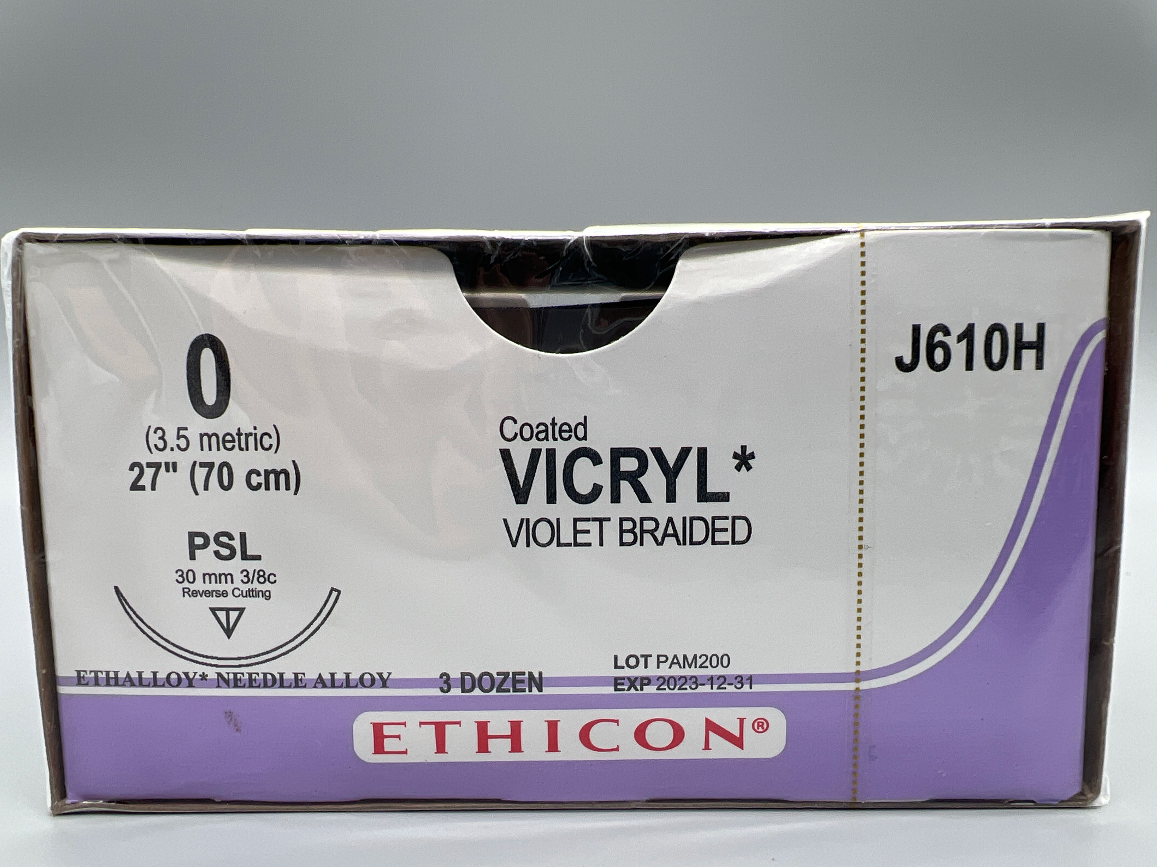 COATED VICRYL VIOLET BRAIDED PSL 30MM 3/8C REVERSE CUTTING ETHALLOY NEEDLE ALLOY