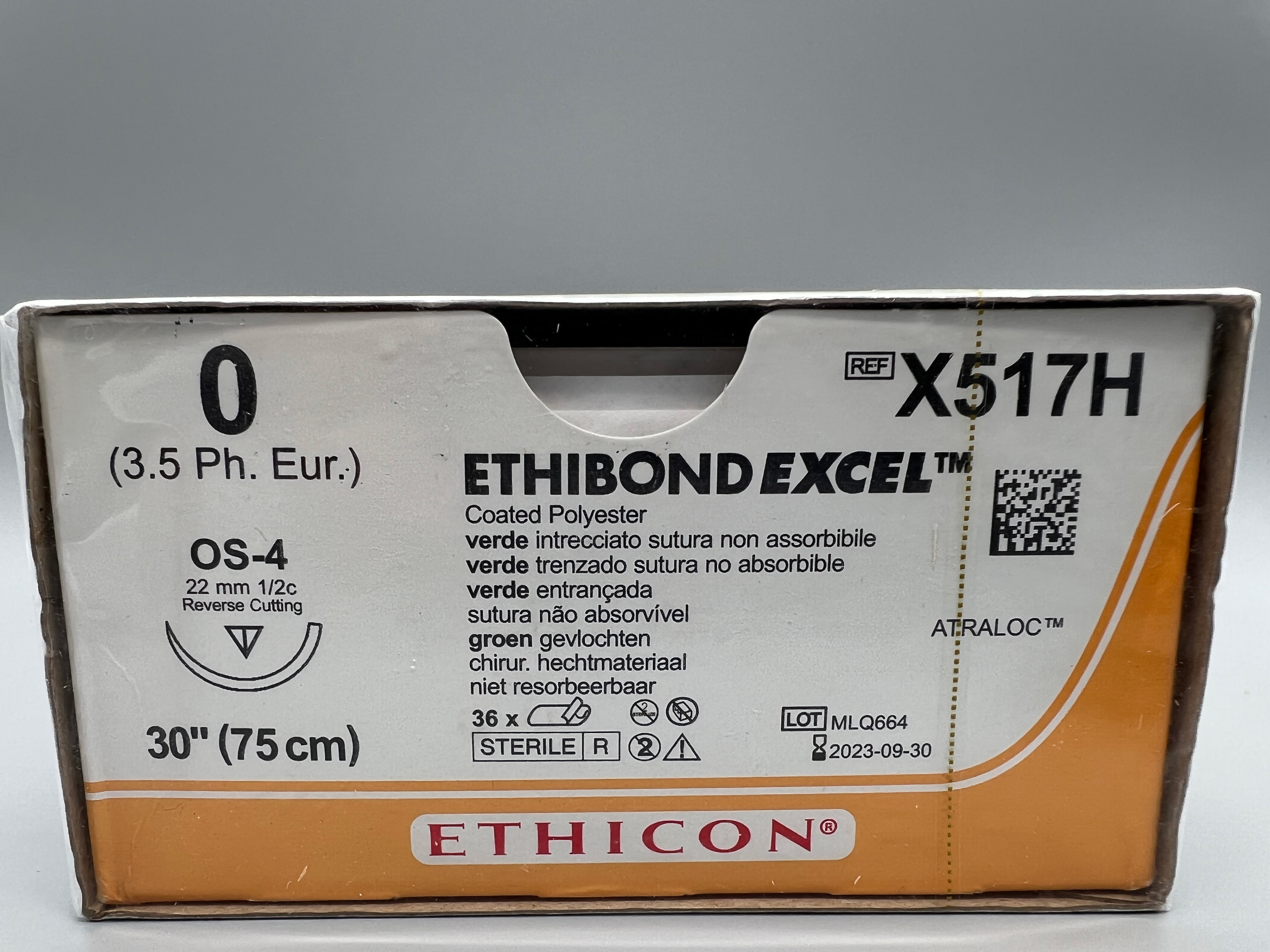 ETHIBOND EXCEL COATED POLYESTER GREEN BRAIDED NON-ABSORBABLE SUTURE OS-4 22MM 1/2C REVERSE CUTTING