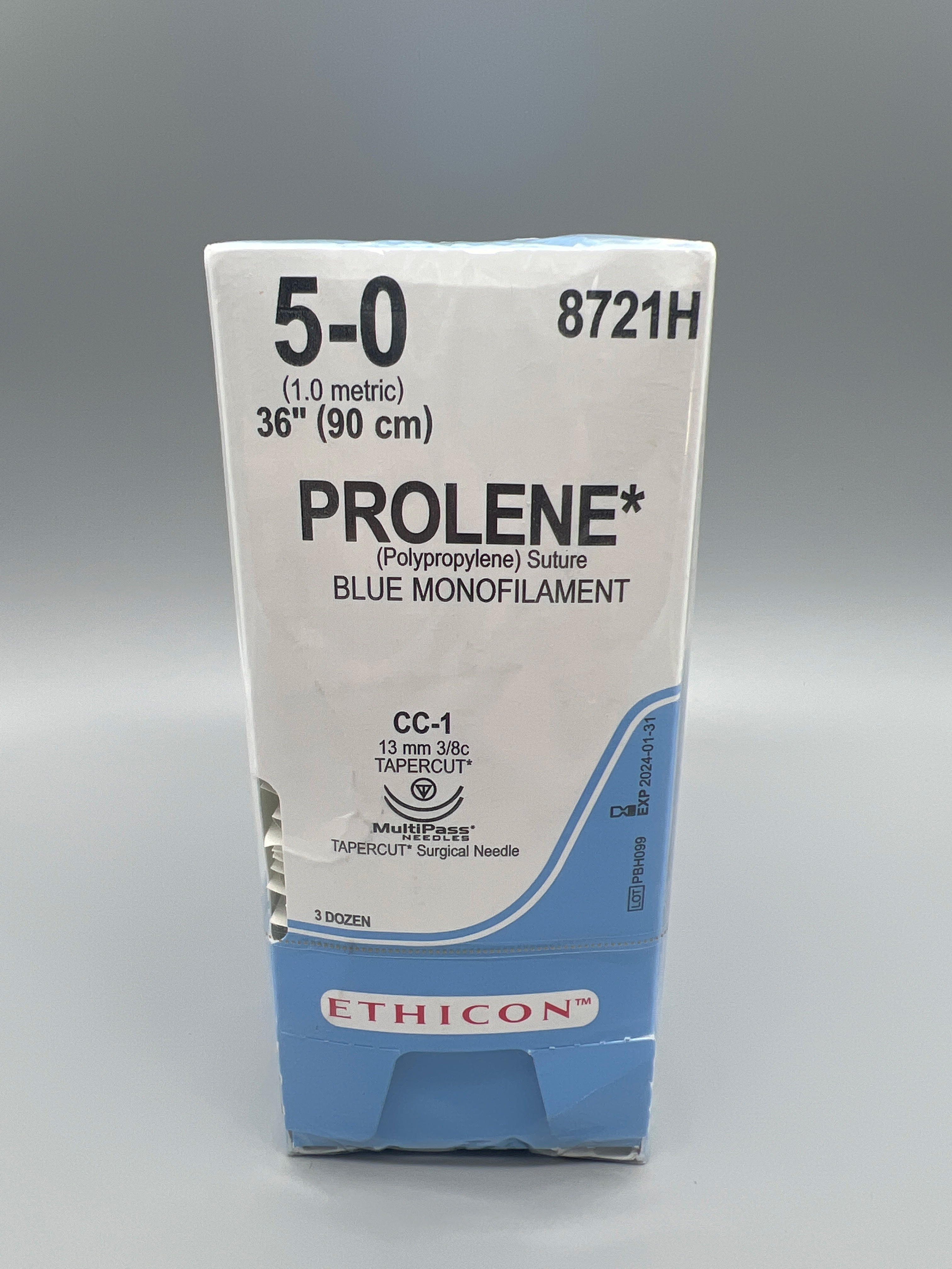 PROLENE POLYPROPYLENE SUTURE BLUE MONOFILAMENT CC-1 13MM 3/8C TAPERCUT MULTIPASS NEEDLE